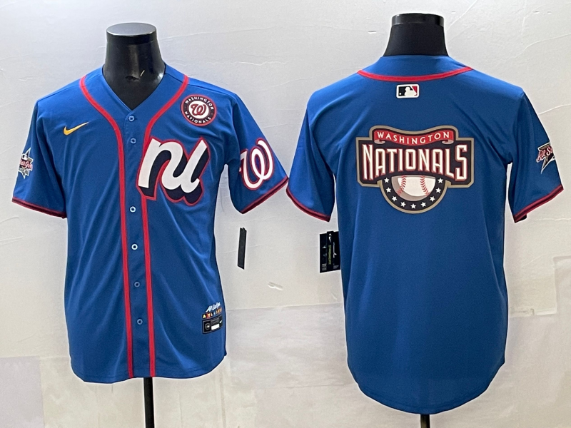 Men 2025 Washington Nationals blank blue MLB All Star Nike jersey 